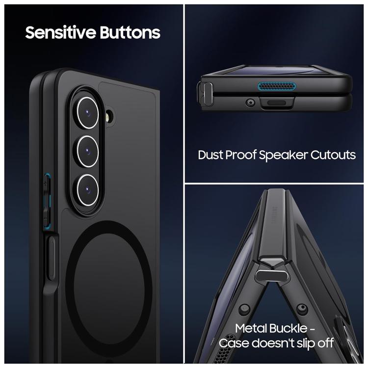For Samsung Galaxy Z Fold7 5G MagSafe Ultra-thin Translucent PC+TPU Phone Case - Black
