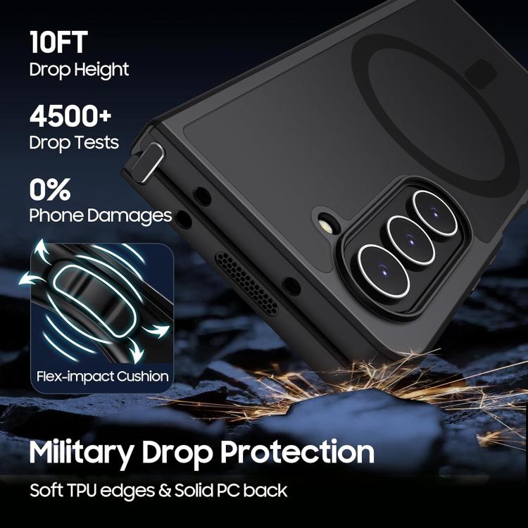 For Samsung Galaxy Z Fold7 5G MagSafe Ultra-thin Translucent PC+TPU Phone Case - Black