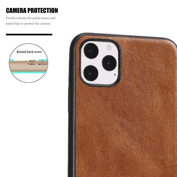 For iPhone 11 Pro Crazy Horse Textured Calfskin PU+PC+TPU Case