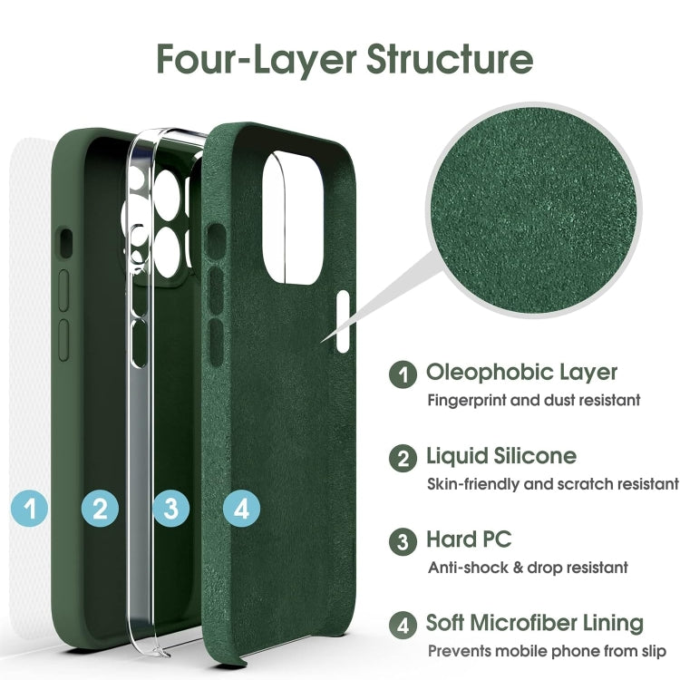 For iPhone 16 Pro Max Microfiber Liquid Silicone Shockproof Phone Case