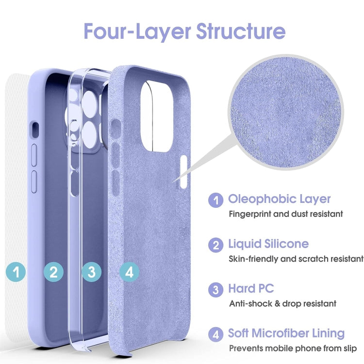 For iPhone 16 Pro Max Microfiber Liquid Silicone Shockproof Phone Case