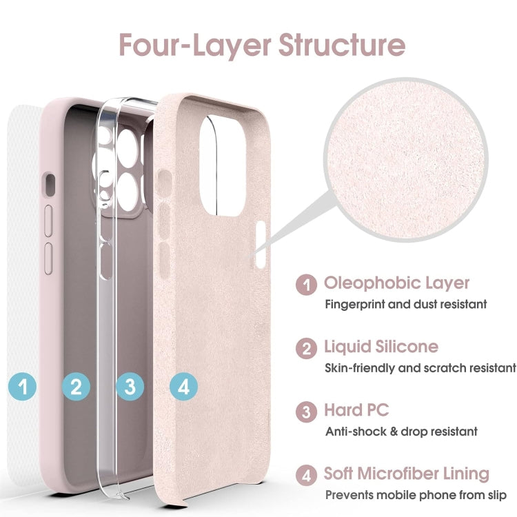 For iPhone 16 Pro Microfiber Liquid Silicone Shockproof Phone Case