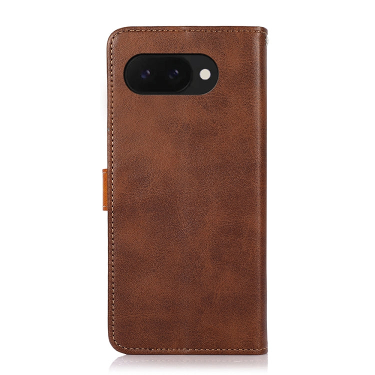 For Google Pixel 9a KHAZNEH Dual-color Cowhide Texture Flip Leather Phone Case