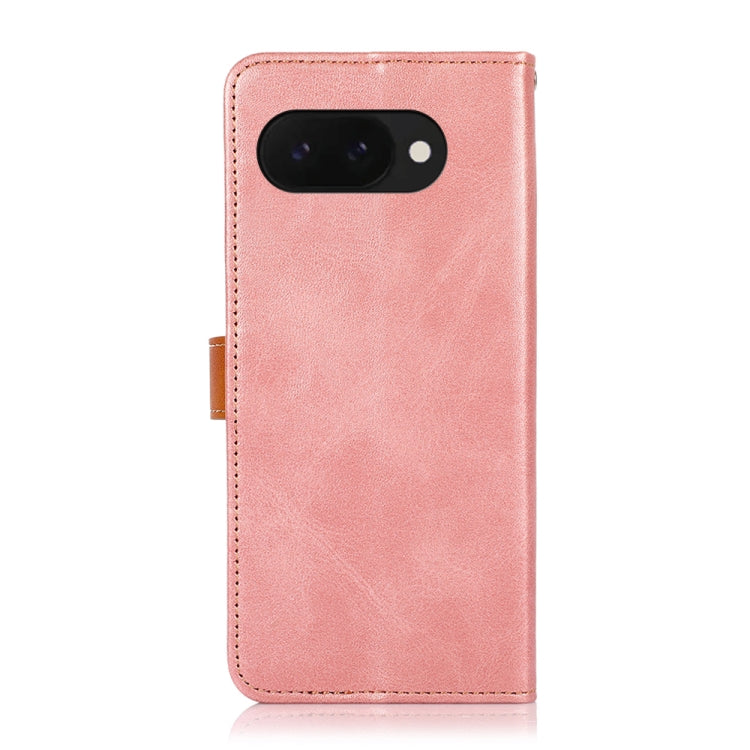 For Google Pixel 9a KHAZNEH Dual-color Cowhide Texture Flip Leather Phone Case