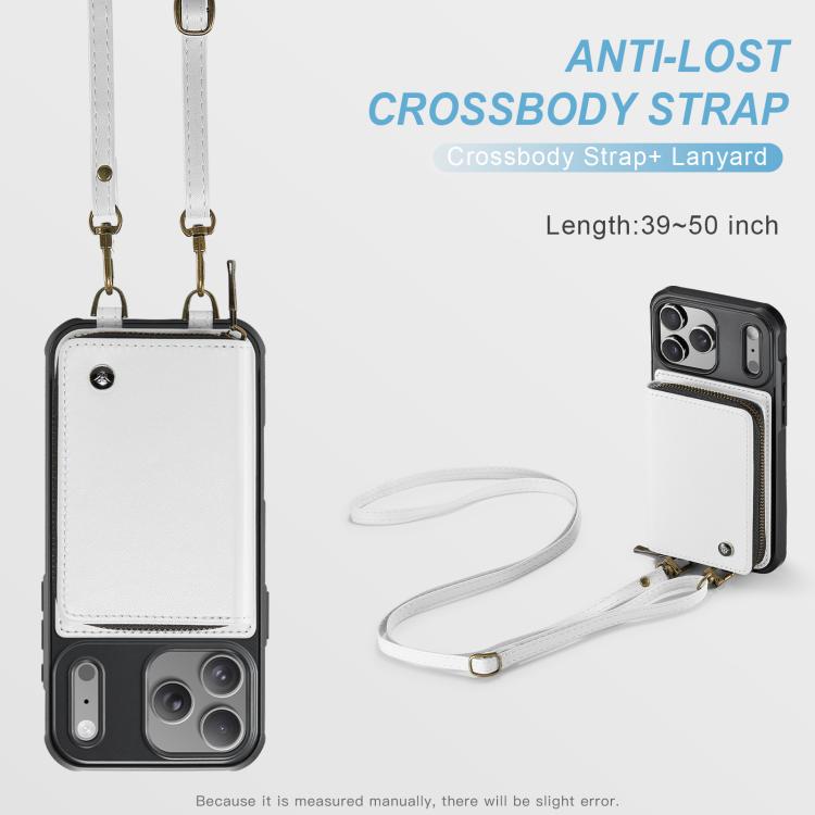 For iPhone 17 Pro JEEHOOD C22 Series Zipper Wallet Leather Phone Case with Dual Lanyard