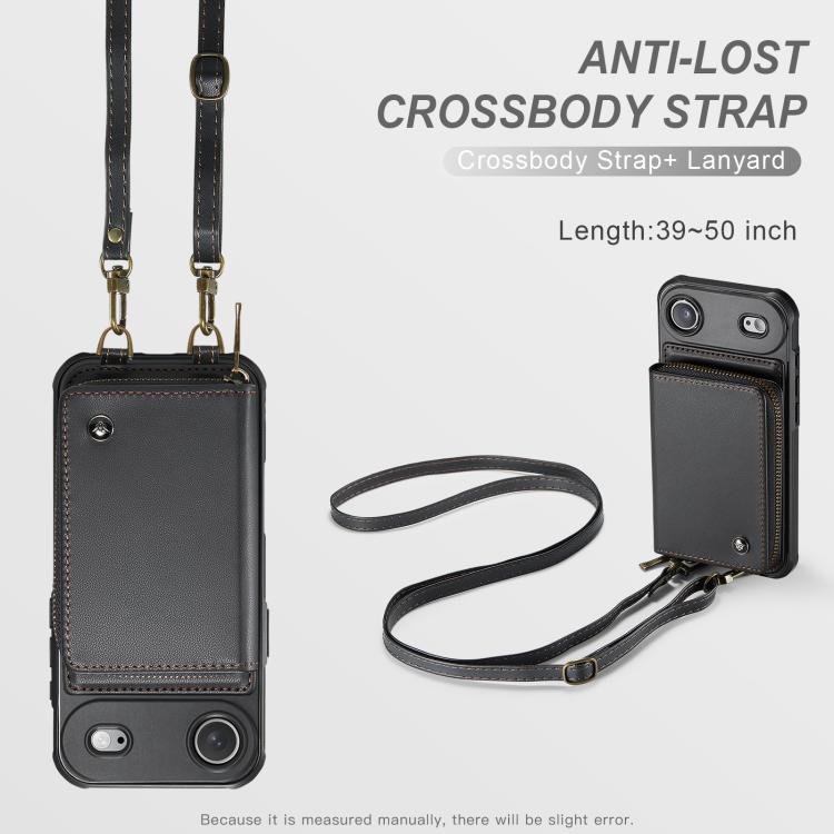 For iPhone Air JEEHOOD C22 Series Zipper Wallet Leather Phone Case with Dual Lanyard
