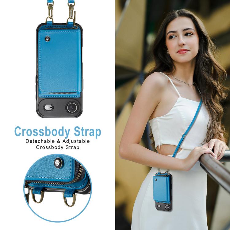 For iPhone Air JEEHOOD C22 Series Zipper Wallet Leather Phone Case with Dual Lanyard