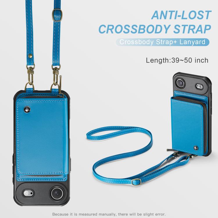 For iPhone Air JEEHOOD C22 Series Zipper Wallet Leather Phone Case with Dual Lanyard