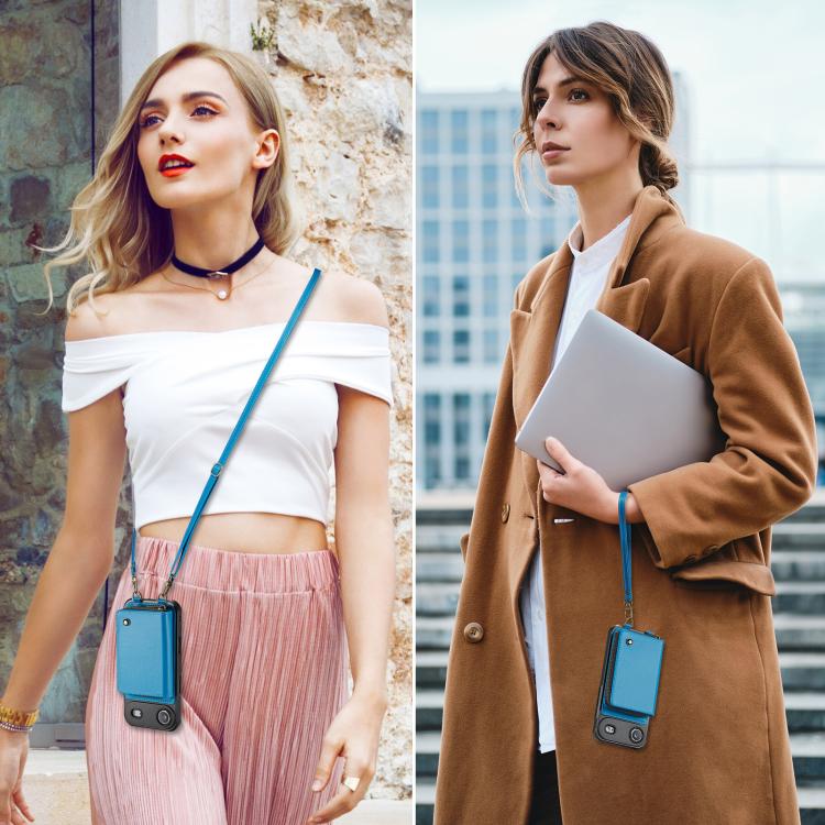 For iPhone Air JEEHOOD C22 Series Zipper Wallet Leather Phone Case with Dual Lanyard