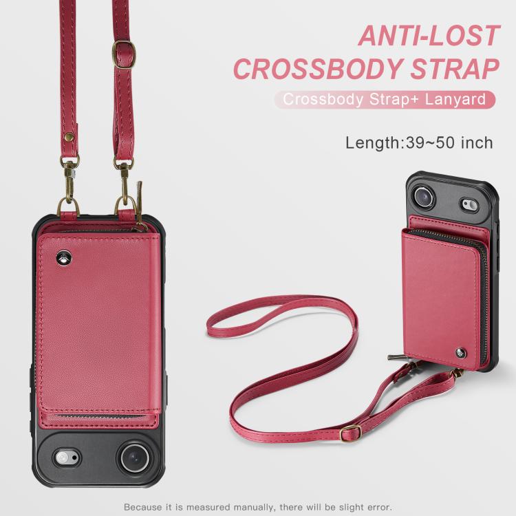 For iPhone Air JEEHOOD C22 Series Zipper Wallet Leather Phone Case with Dual Lanyard