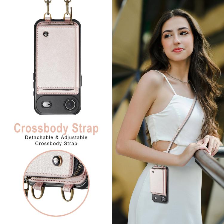 For iPhone Air JEEHOOD C22 Series Zipper Wallet Leather Phone Case with Dual Lanyard