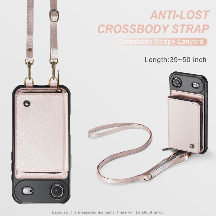 For iPhone Air JEEHOOD C22 Series Zipper Wallet Leather Phone Case with Dual Lanyard