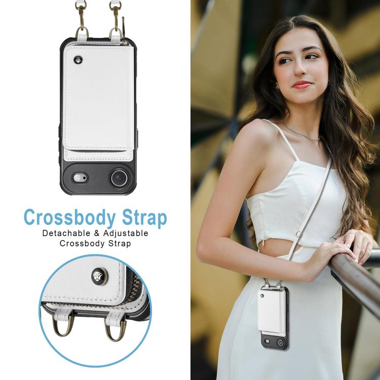 For iPhone Air JEEHOOD C22 Series Zipper Wallet Leather Phone Case with Dual Lanyard