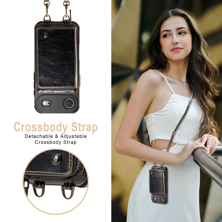 For iPhone Air JEEHOOD C22 Series Zipper Wallet Leather Phone Case with Dual Lanyard