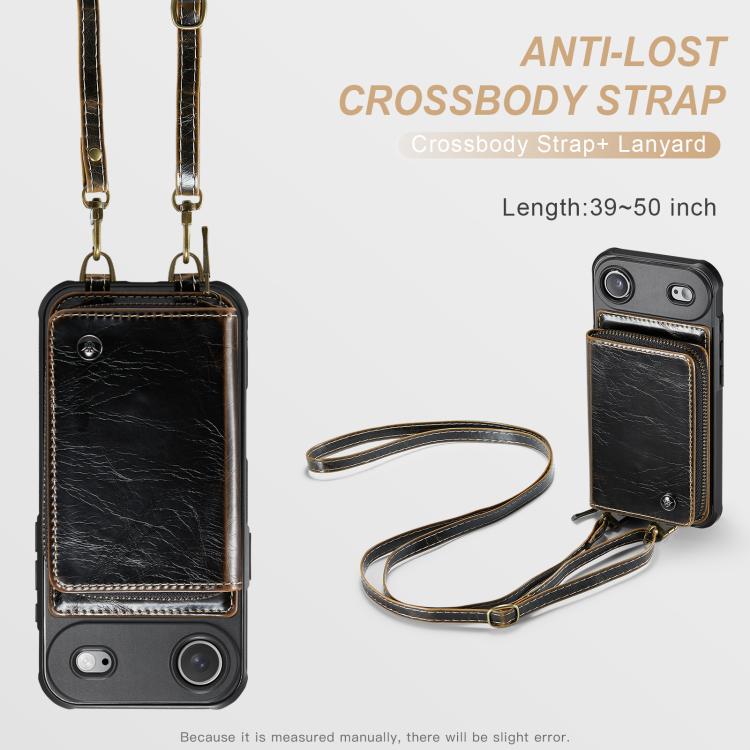 For iPhone Air JEEHOOD C22 Series Zipper Wallet Leather Phone Case with Dual Lanyard
