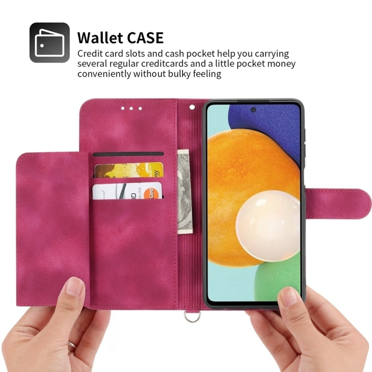 For iPhone 16 Plus Skin-feel Flowers Embossed Wallet Leather Phone Case