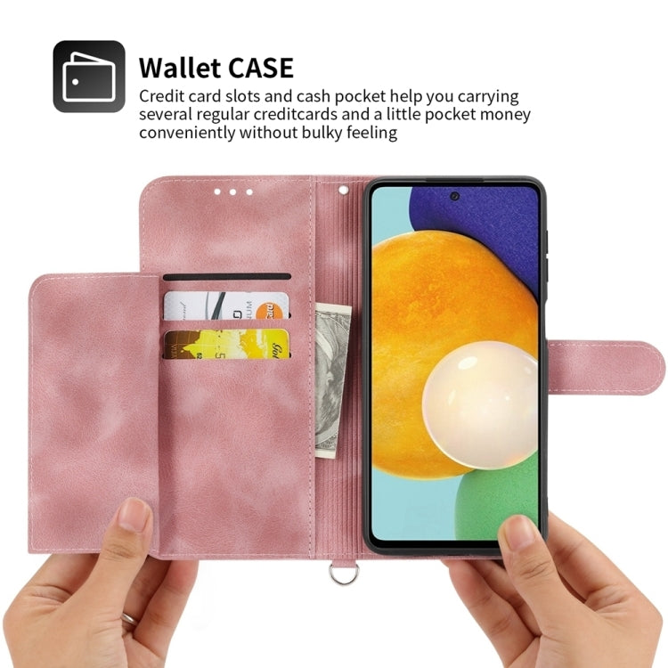 For iPhone 16 Skin-feel Flowers Embossed Wallet Leather Phone Case