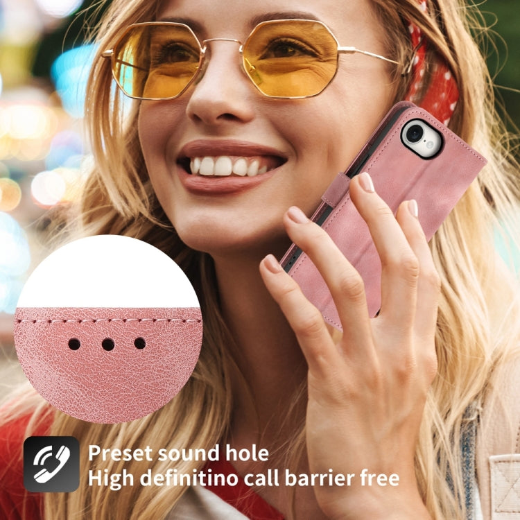 For iPhone 16e Skin-feel Flowers Embossed Wallet Leather Phone Case