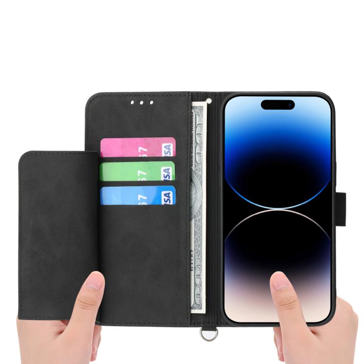 For iPhone Air Skin-feel Flowers Embossed Wallet Leather Phone Case