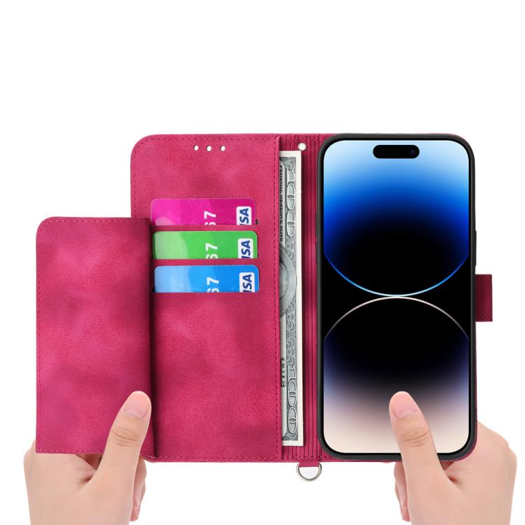 For iPhone Air Skin-feel Flowers Embossed Wallet Leather Phone Case