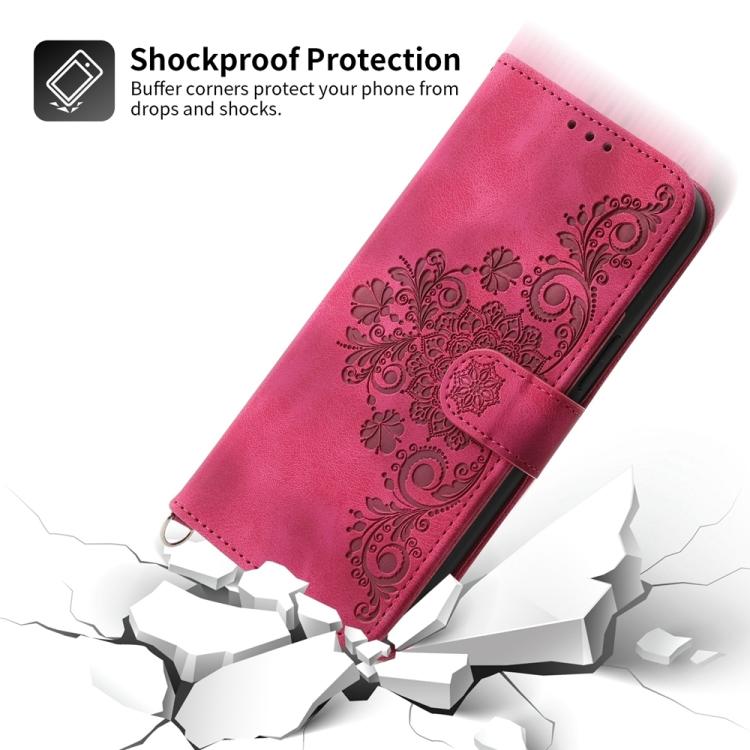 For iPhone Air Skin-feel Flowers Embossed Wallet Leather Phone Case