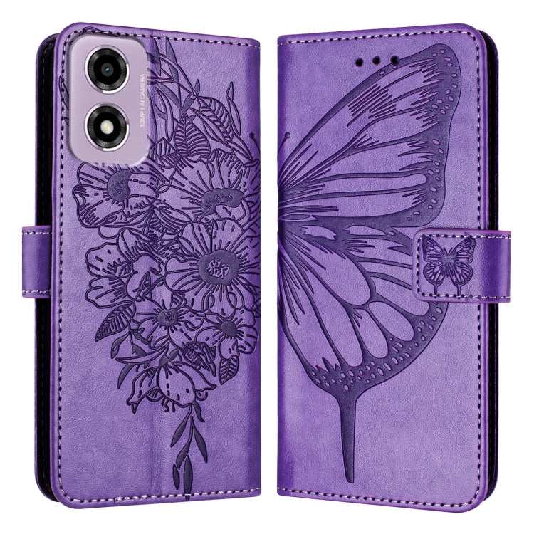 For Motorola Moto E14 Embossed Butterfly Leather Phone Case