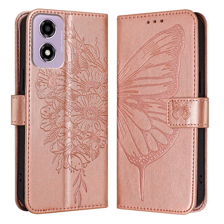 For Motorola Moto E14 Embossed Butterfly Leather Phone Case