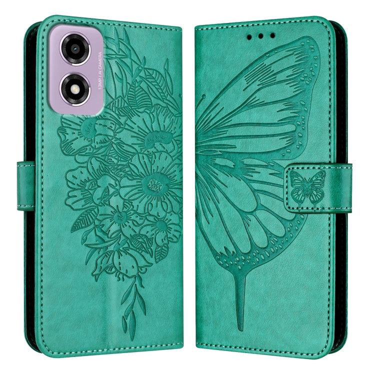 For Motorola Moto E14 Embossed Butterfly Leather Phone Case