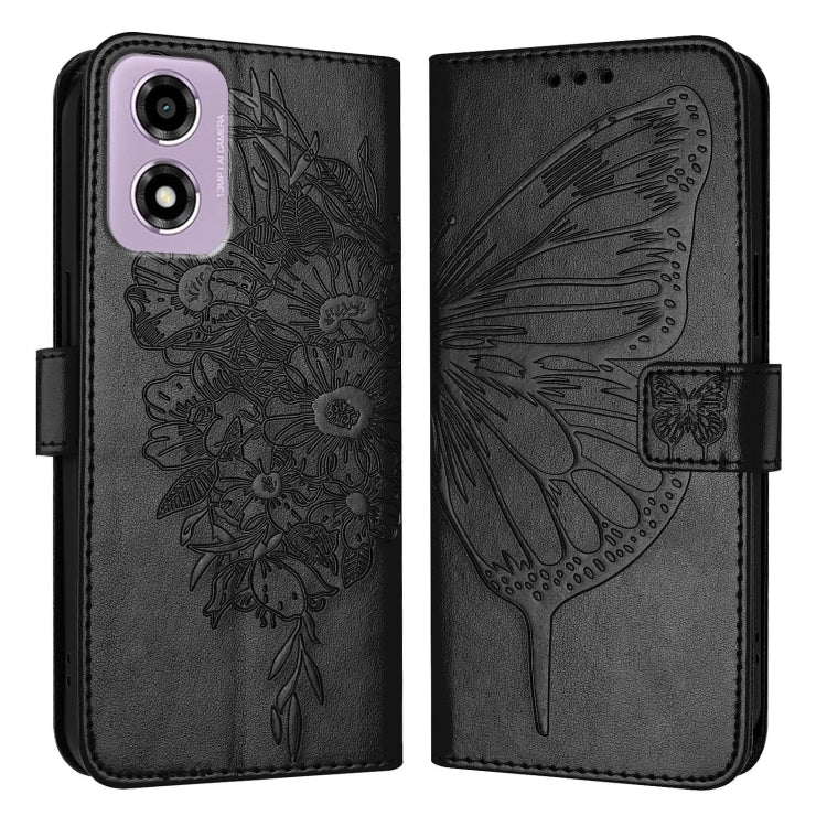 For Motorola Moto E14 Embossed Butterfly Leather Phone Case