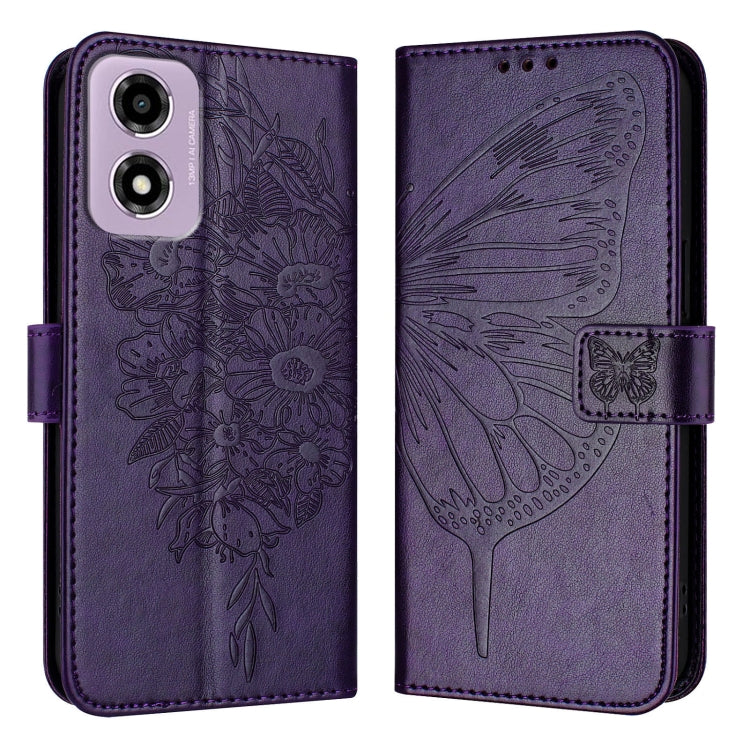 For Motorola Moto E14 Embossed Butterfly Leather Phone Case