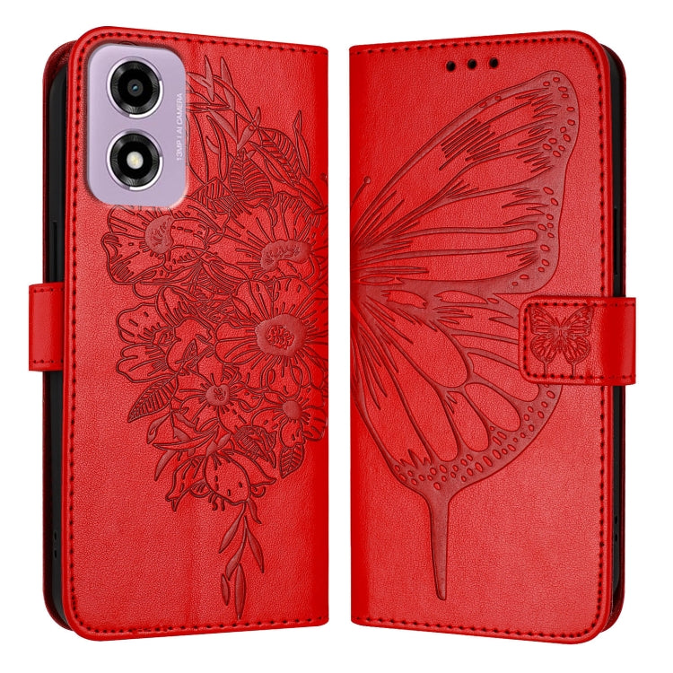 For Motorola Moto E14 Embossed Butterfly Leather Phone Case
