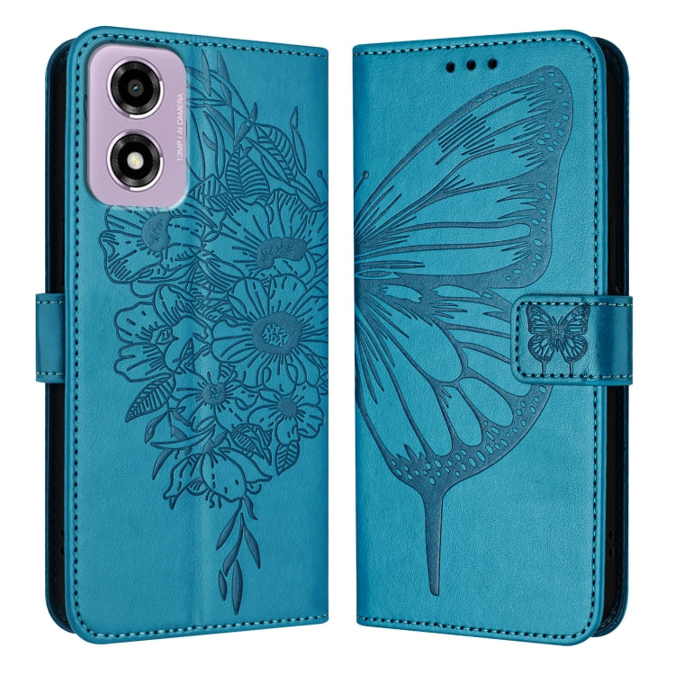 For Motorola Moto E14 Embossed Butterfly Leather Phone Case
