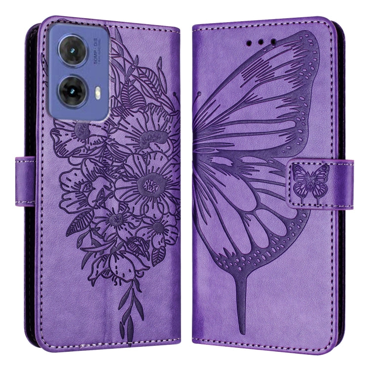 For Motorola Moto G85 Embossed Butterfly Leather Phone Case