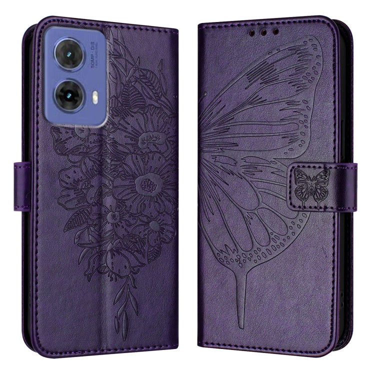 For Motorola Moto G85 Embossed Butterfly Leather Phone Case