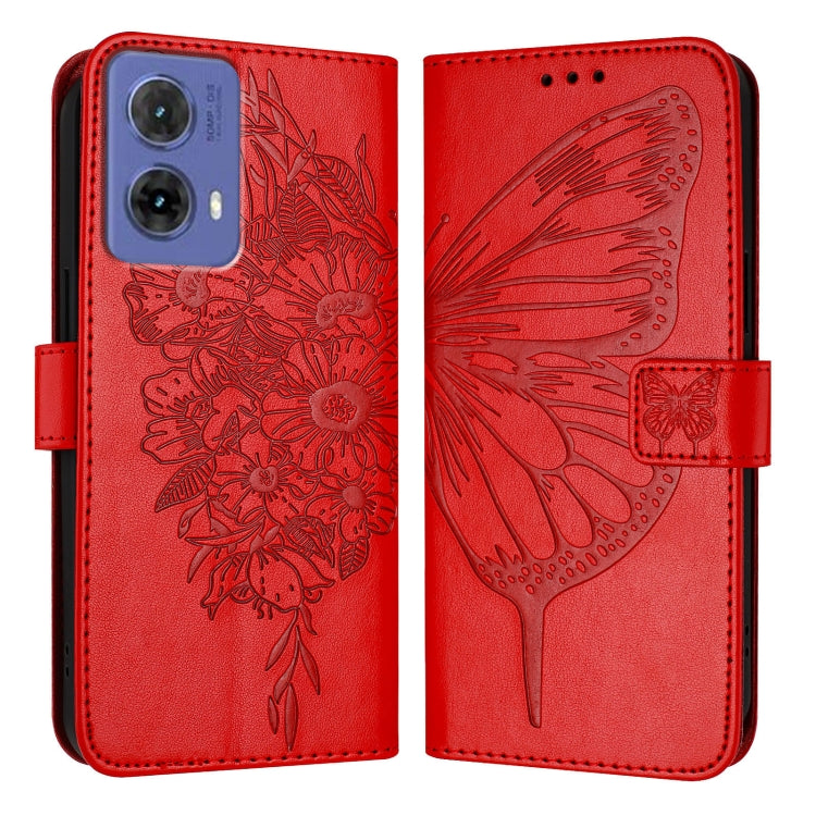 For Motorola Moto G85 Embossed Butterfly Leather Phone Case