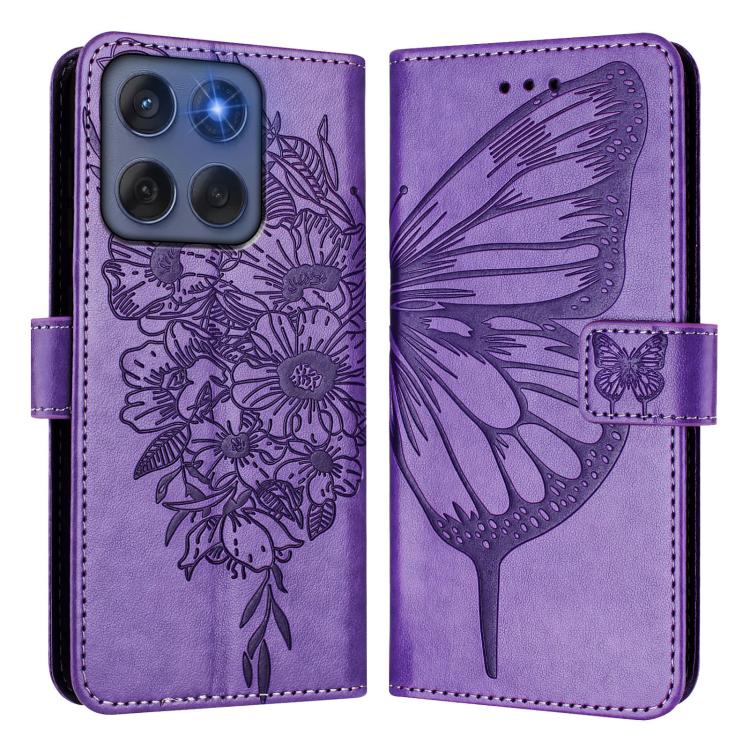 For Motorola Edge 5G 2025 / 60 Fusion 5G Embossed Butterfly Leather Phone Case