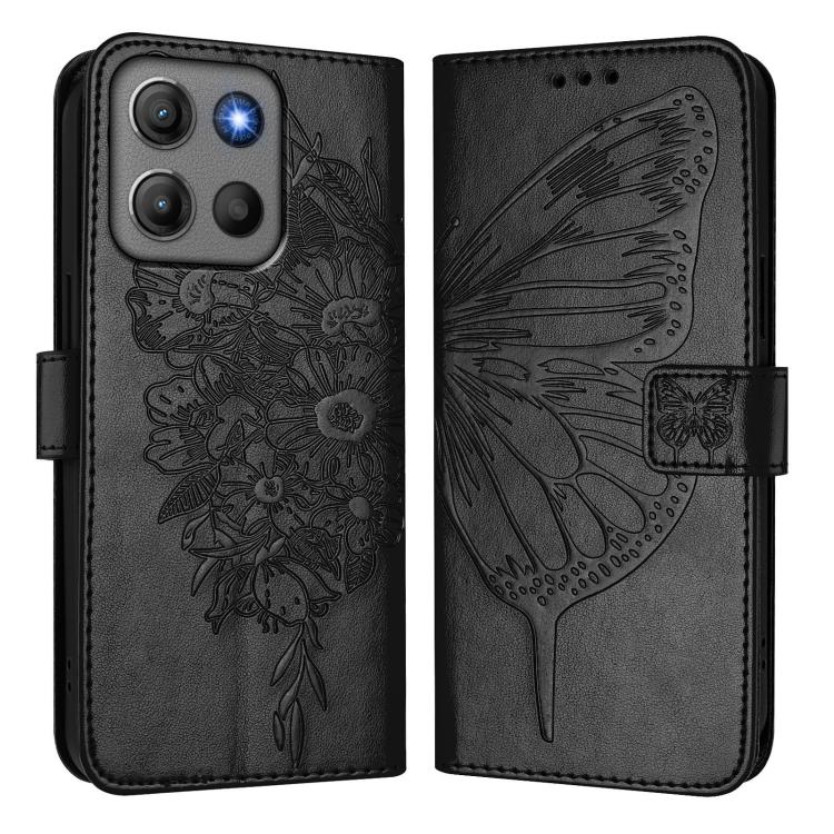 For Motorola Moto G15 / G15 Power Embossed Butterfly Leather Phone Case