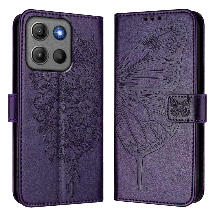 For Motorola Moto G15 / G15 Power Embossed Butterfly Leather Phone Case