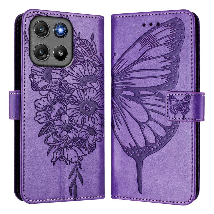 For Motorola Moto G67 Power 5G Global Embossed Butterfly Leather Phone Case