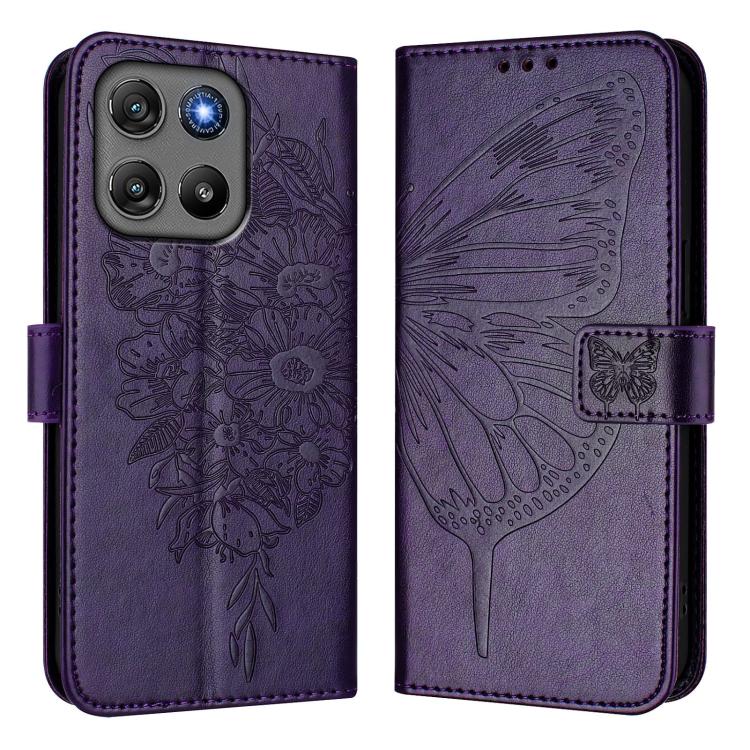 For Motorola Moto G67 Power 5G Global Embossed Butterfly Leather Phone Case