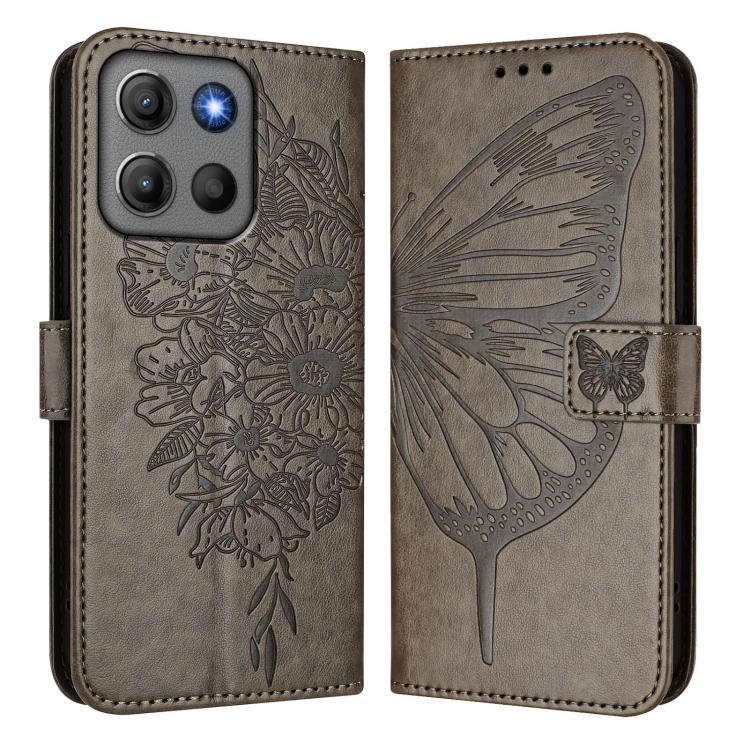 For Motorola Moto G17 4G / G17 Power 4G Embossed Butterfly Leather Phone Case