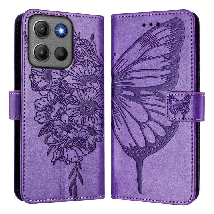 For Motorola Moto G17 4G / G17 Power 4G Embossed Butterfly Leather Phone Case