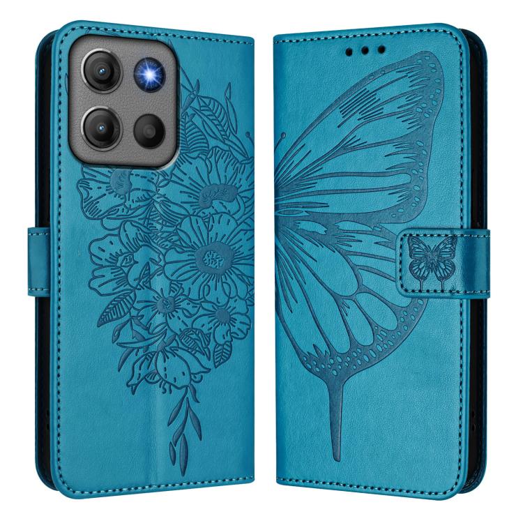 For Motorola Moto G17 4G / G17 Power 4G Embossed Butterfly Leather Phone Case