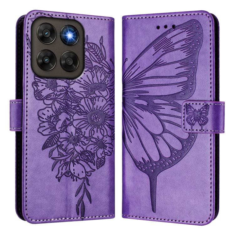 For Motorola Moto G87 / G67 / G77 5G Embossed Butterfly Leather Phone Case