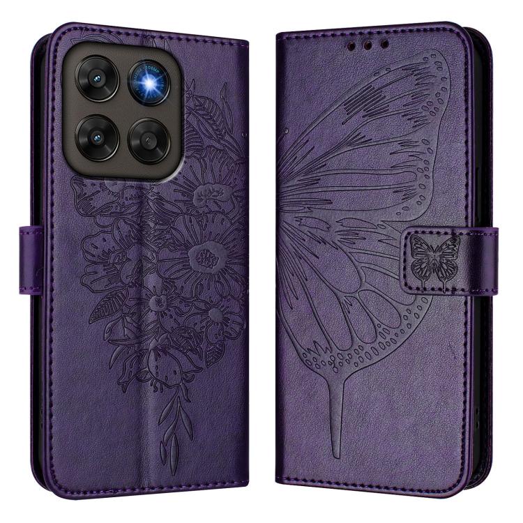For Motorola Moto G87 / G67 / G77 5G Embossed Butterfly Leather Phone Case