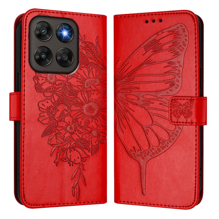 For Motorola Moto G87 / G67 / G77 5G Embossed Butterfly Leather Phone Case
