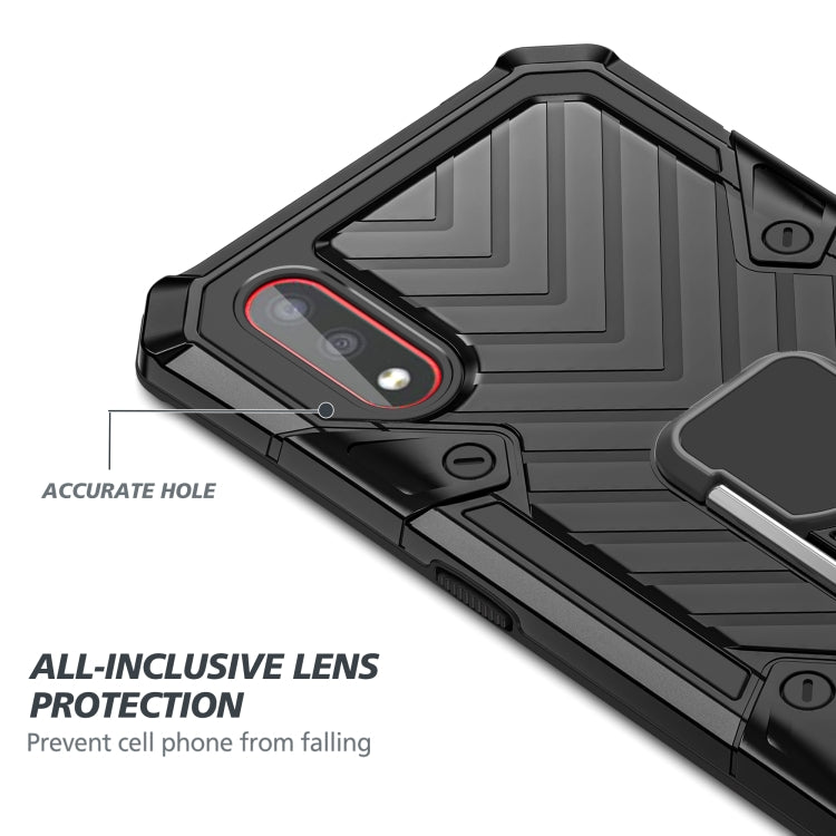 For Samsung Galaxy A01 Cool Armor PC + TPU Shockproof Case with 360 Degree Rotation Ring Holder