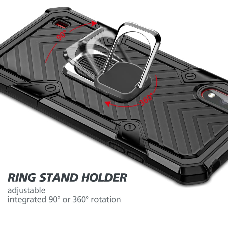 For Samsung Galaxy A01 Cool Armor PC + TPU Shockproof Case with 360 Degree Rotation Ring Holder