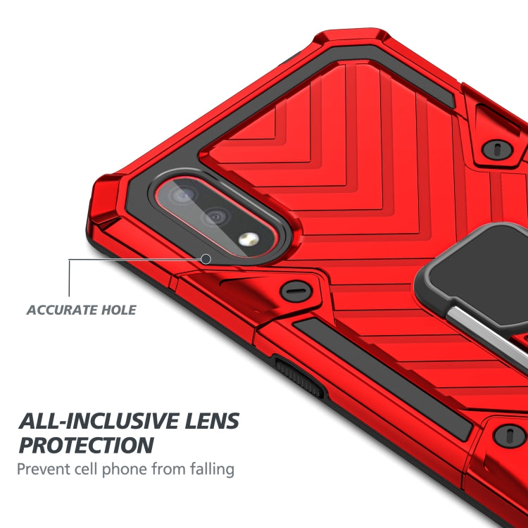 For Samsung Galaxy A01 Cool Armor PC + TPU Shockproof Case with 360 Degree Rotation Ring Holder