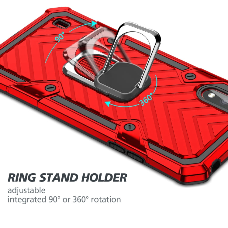 For Samsung Galaxy A01 Cool Armor PC + TPU Shockproof Case with 360 Degree Rotation Ring Holder